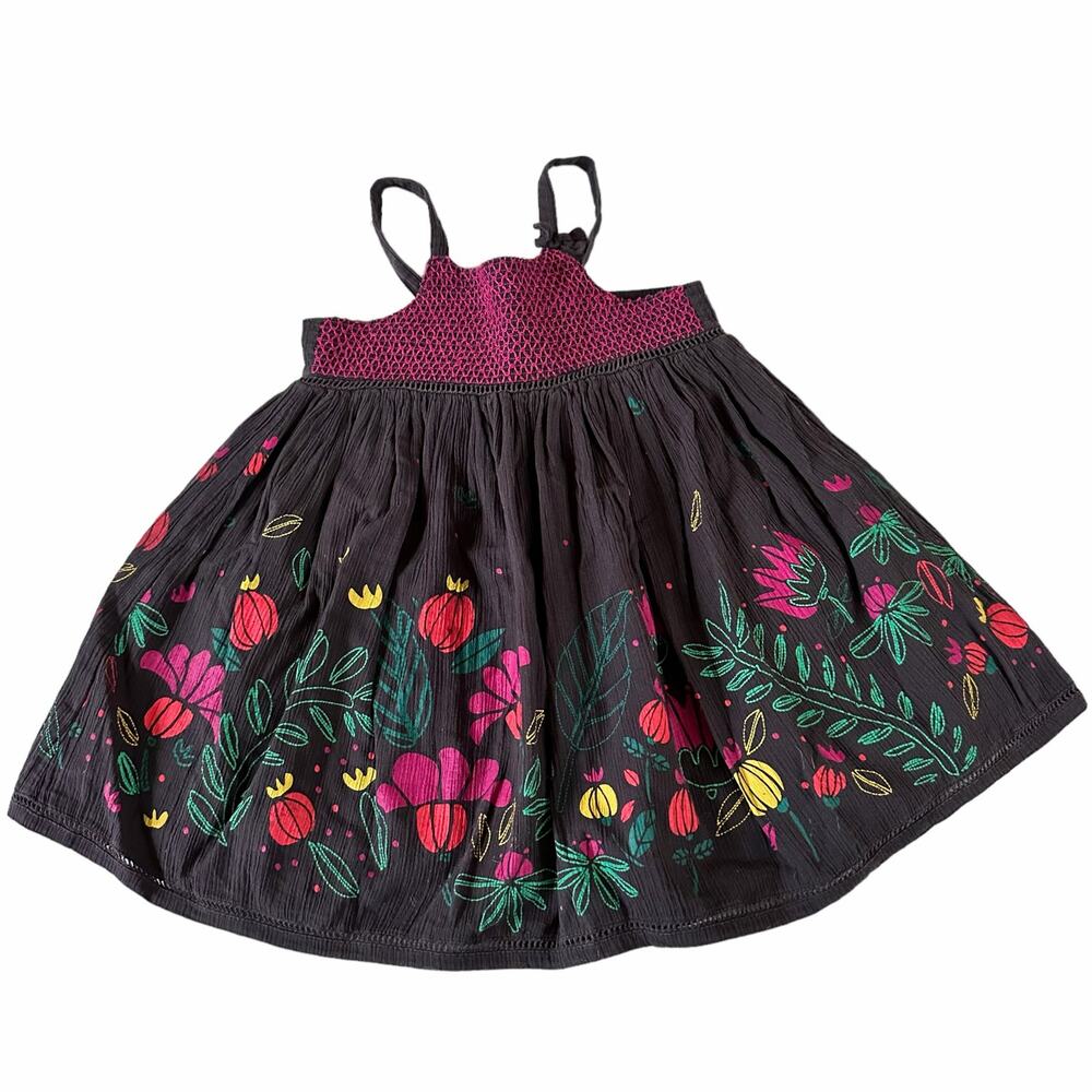 Vertbaudet Gray & Pink Embroidered Dress - Size 18M